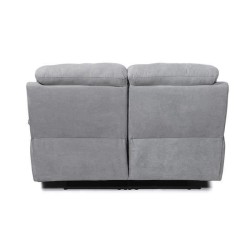 Canapé 2 places dont 2 places relax manuel - Tissu Gris - L 154 x P 94 x H 101 cm - BELEM