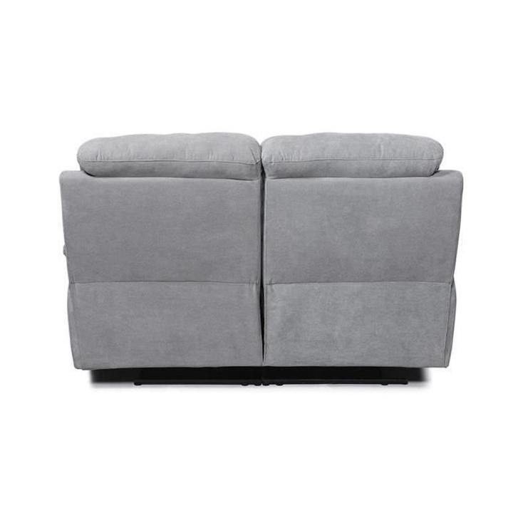 Canapé 2 places dont 2 places relax manuel - Tissu Gris - L 154 x P 9