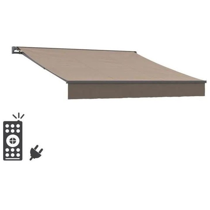 Store banne motorisé semi coffre 3,90 x 3m en aluminium, structure gr