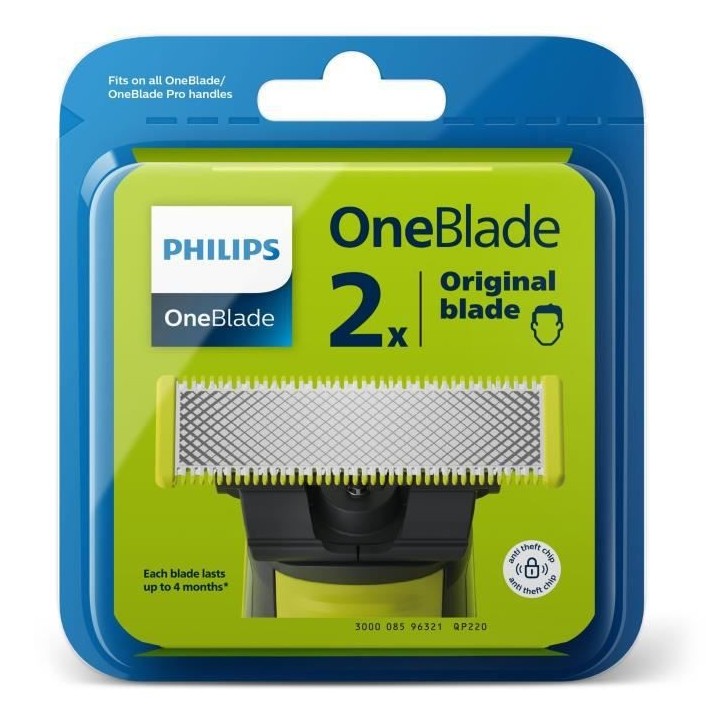 PHILIPS QP220/50 - Lot de 2 lames pour OneBlade - Compatible avec tous