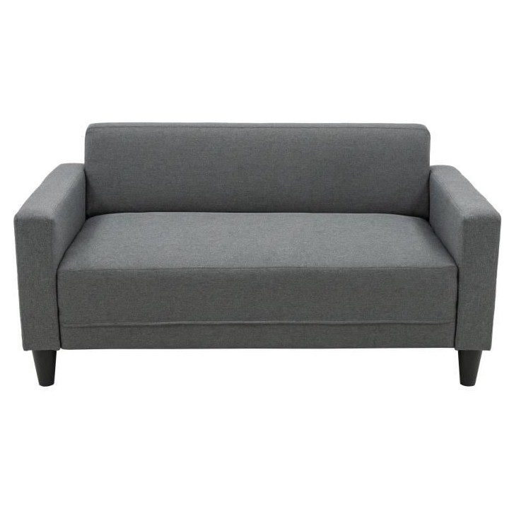 Canapé fixe 2 places BOB - Tissu Gris - L 136 x P 77 x H 65 cm