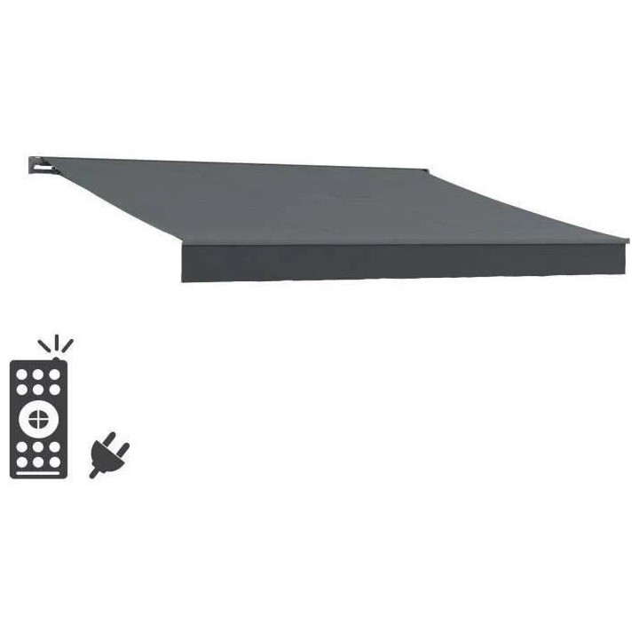 Store banne motorisé semi coffre 3,90 x 3m en aluminium, structure gr