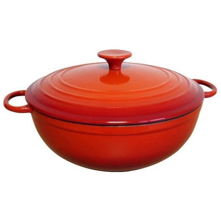 BAUMALU Cocotte fonte ronde basse - 26 cm - Rouge dégradé Tradition