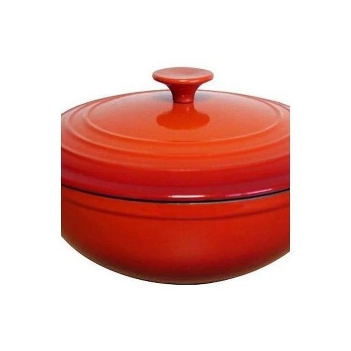 BAUMALU Cocotte fonte ronde basse - 26 cm - Rouge dégradé Tradition