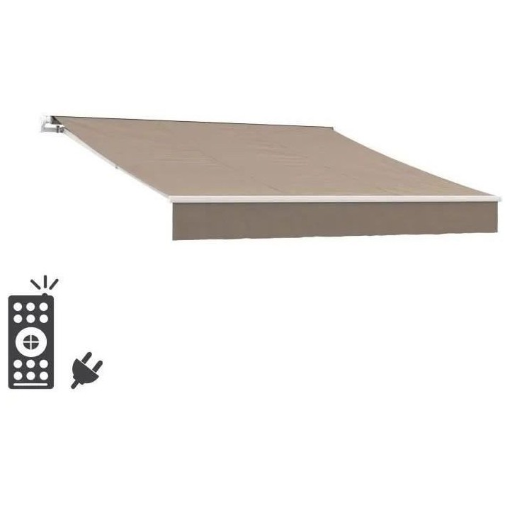 Store banne motorisé semi coffre 3,90 x 3m en aluminium, structure bl