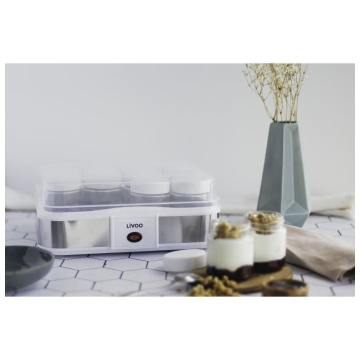 Yaourtiere fromagere LIVOO - 12 pots - bac avec égouttoir pour fromag