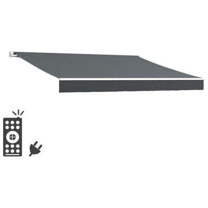 Store banne motorisé semi coffre 3,90 x 3m en aluminium, structure bl