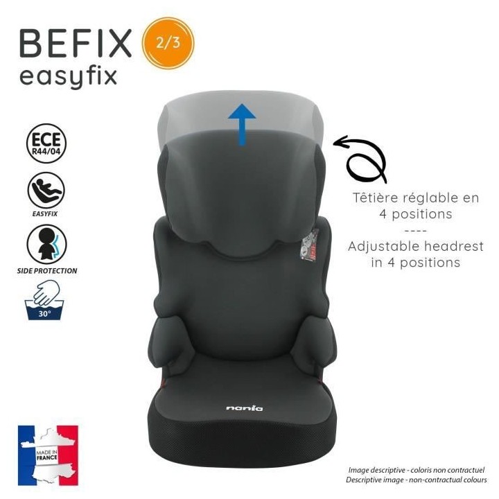 Rehausseur NANIA BEFIX - Isofix - Groupe 2/3 (15-36Kg) - Avec dossier