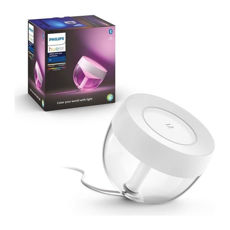 Philips Hue White & Color Ambiance, Iris compatible Bluetooth, Blanc, fonctionne avec Alexa, Google Assistant et Apple Homekit