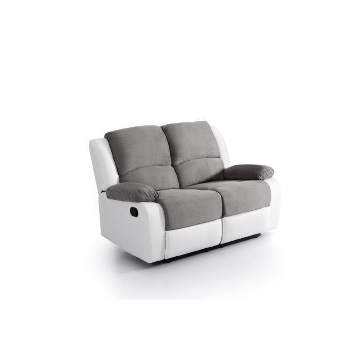 Canapé relaxation manuel 2 places Microfibre et Simili DETENTE - Blan