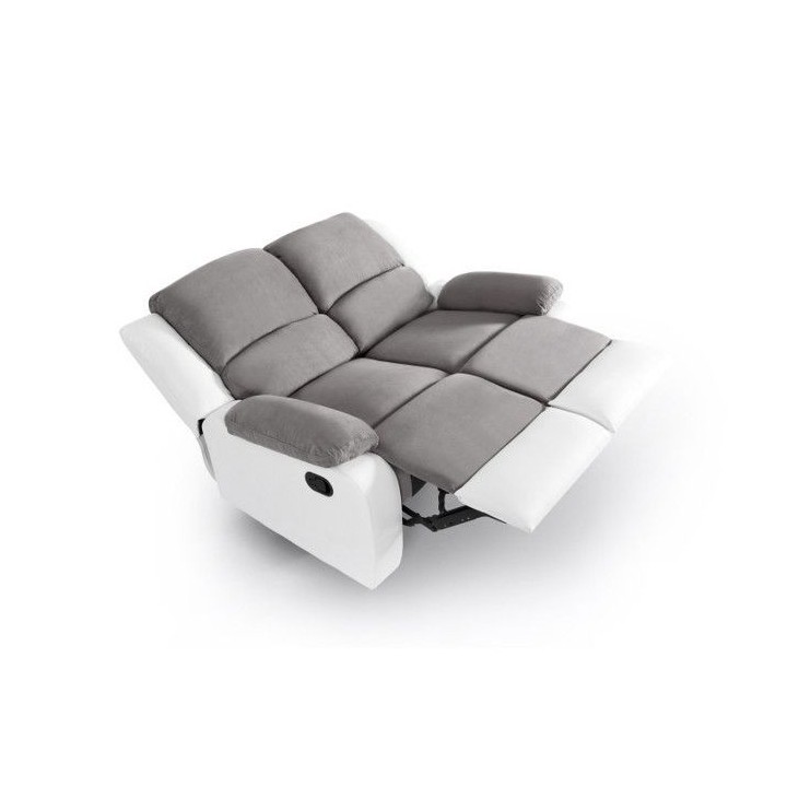 Canapé relaxation manuel 2 places Microfibre et Simili DETENTE - Blan