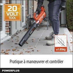 Dual Power Souffleur de Feuilles a Batterie POWDPGSET36, 20 V, Ramasseur de Feuilles, 145 km/h,Batterie et Chargeur Inclus