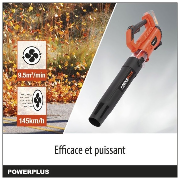 Dual Power Souffleur de Feuilles a Batterie POWDPGSET36, 20 V, Ramasse