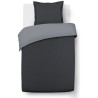 VISION Parure de couette bicolore 100% coton - 1 housse de couette 140x200cm et 1 taie d'oreiller 65x65cm - Gris / Anthracite