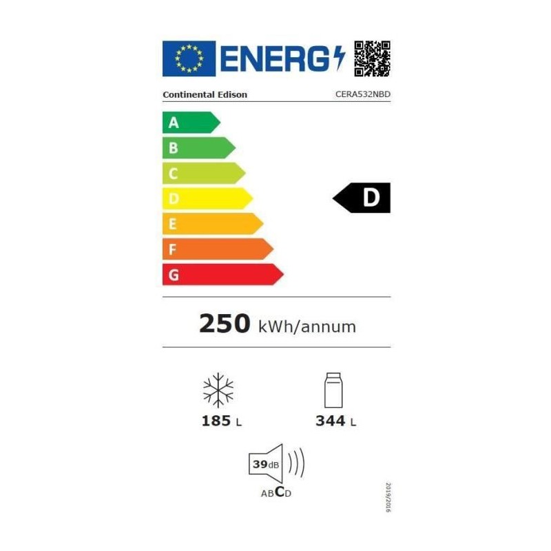 Réfrigérateur américain Continental Edison - CERA532NFBD - 4 portes - 532L - L90 cm xH177 cm - Noir