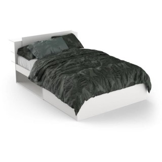 Lit adulte LIFE 2 personnes - 140X190/200 - Rangements - Décor blanc