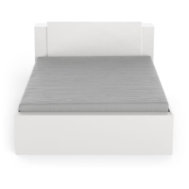 Lit adulte LIFE 2 personnes - 140X190/200 - Rangements - Décor blanc