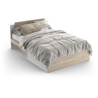 Lit adulte LIFE 2 personnes - 140X190/200 - Rangements - Décor Chene