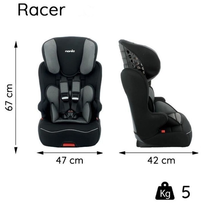Siege auto NANIA RACER Groupe 1/2/3 (9-36Kg) - Tetiere réglable en ha