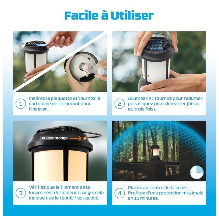 Appareil Anti-Moustiques & Moustiques Tigre sans fil - Lanterne Noire