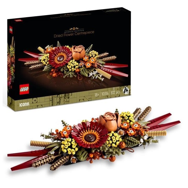 LEGO Icons 10314 Le Centre de Table Fleurs Séchées, Plantes Artifici