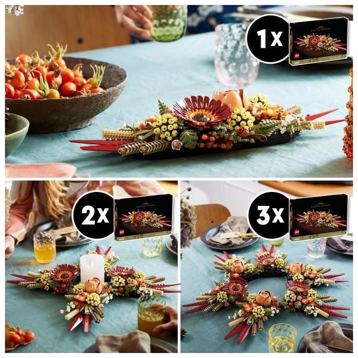 LEGO Icons 10314 Le Centre de Table Fleurs Séchées, Plantes Artifici