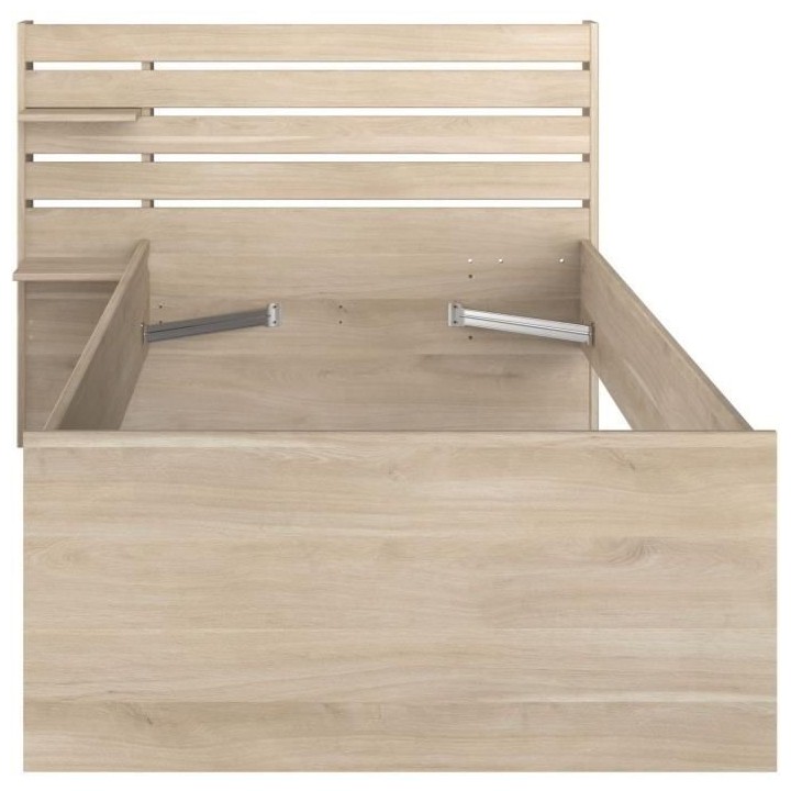 Lit enfant ESCALE 90x190/200 cm - Décor chene - Tete de lit + 2 tiroi
