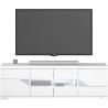 Meuble TV buffet - Blanc brillant et verre trempé - 200 x 62.3 x 39.8 cm - BE ALIVE