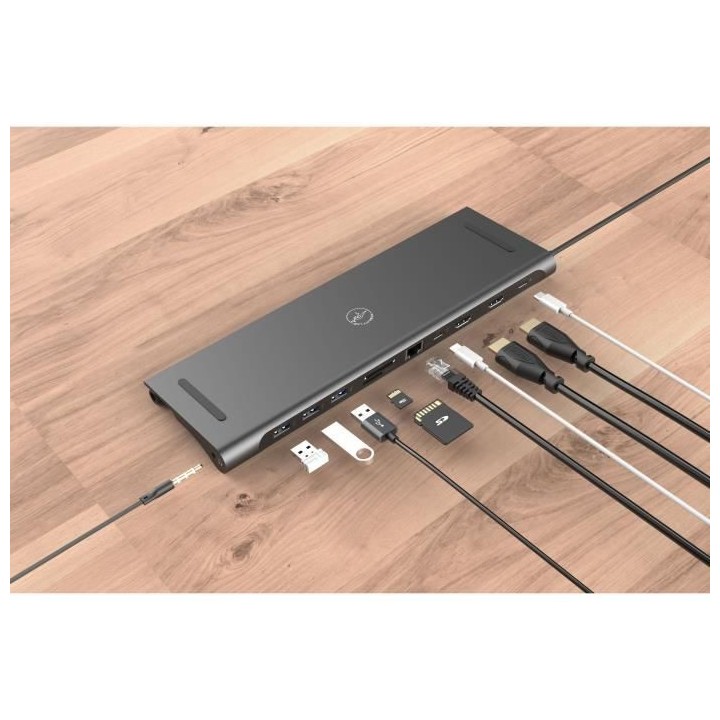 Adaptateur dock USB-C- MOBILITY - 11 en 1 - 2x HDMI Dual Display - Gri