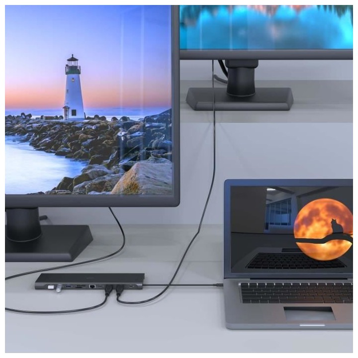 Adaptateur dock USB-C- MOBILITY - 11 en 1 - 2x HDMI Dual Display - Gri