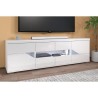 Meuble TV buffet - Blanc brillant et verre trempé - 200 x 62.3 x 39.8 cm - BE ALIVE