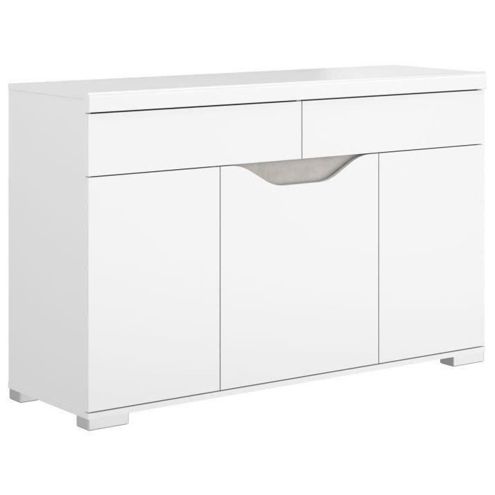 Buffet BE ALIVE - Blanc brillant - style contemporain - 3 portes 2 tir