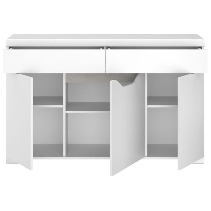 Buffet BE ALIVE - Blanc brillant - style contemporain - 3 portes 2 tir