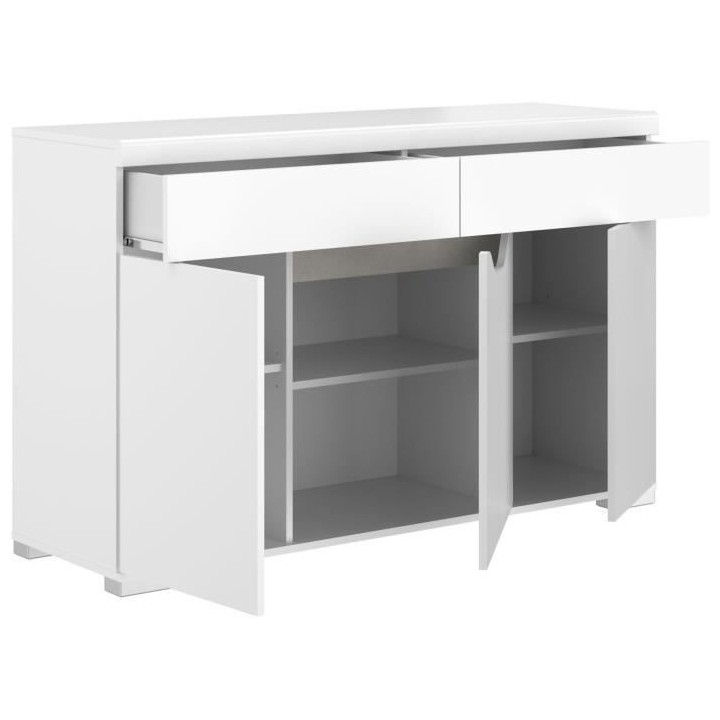 Buffet BE ALIVE - Blanc brillant - style contemporain - 3 portes 2 tir