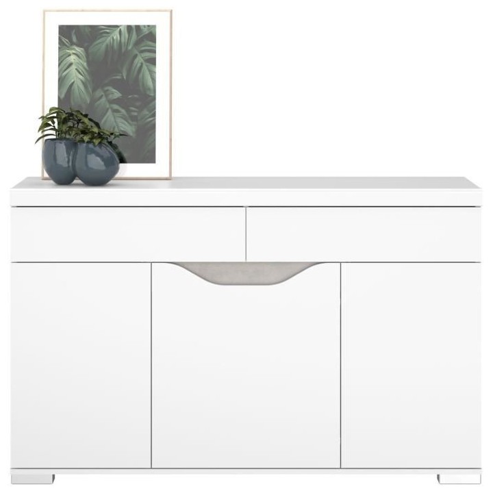 Buffet BE ALIVE - Blanc brillant - style contemporain - 3 portes 2 tir