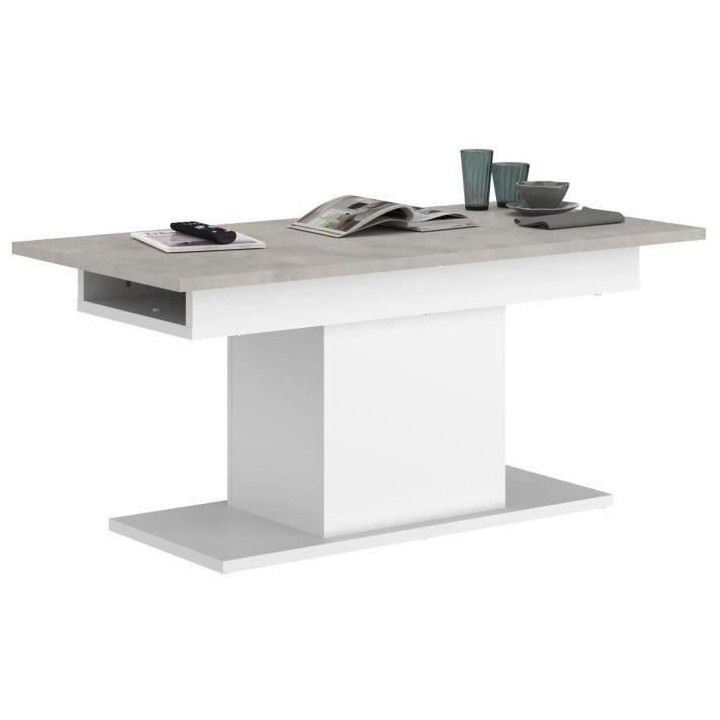 Table basse rectangulaire - Décor blanc - Style contemporain - 120/15