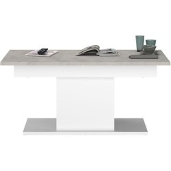 Table basse rectangulaire - Décor blanc - Style contemporain - 120/154 x 54.5 x 60 cm - Extensible - Be alive