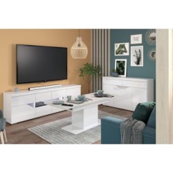 Table basse rectangulaire - Décor blanc - Style contemporain - 120/154 x 54.5 x 60 cm - Extensible - Be alive