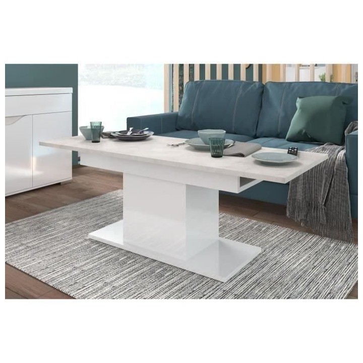 Table basse rectangulaire - Décor blanc - Style contemporain - 120/15