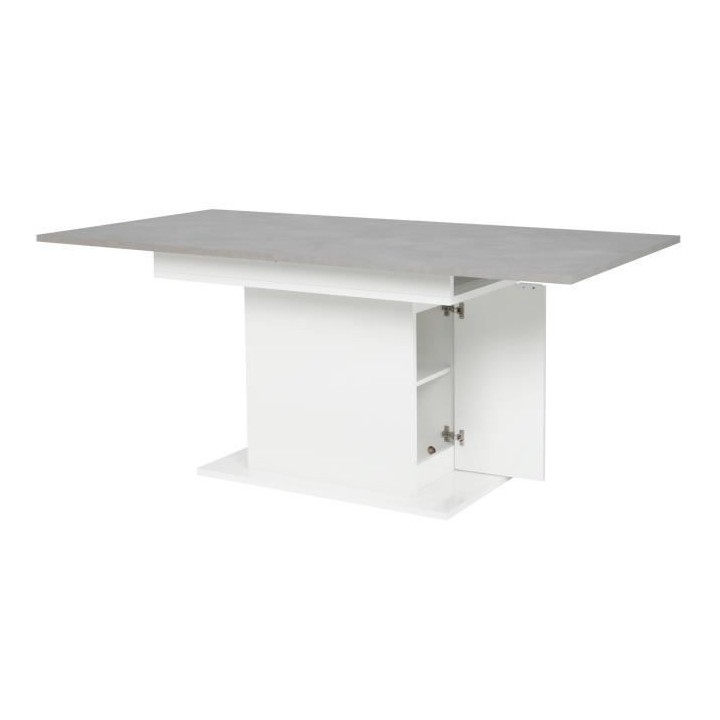 Table a manger extensible BE ALIVE - avec rangement - Décor béton et