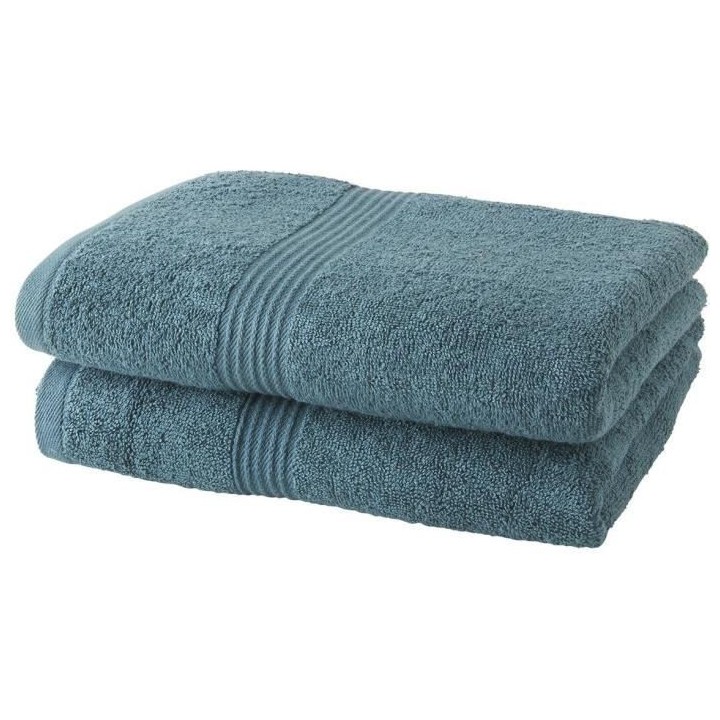 Lot de 2 serviettes de toilette TODAY 50x90 cm 100% Coton- Paon