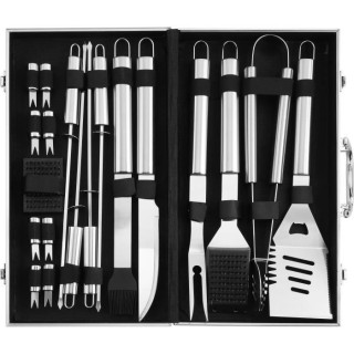 Mallette 19 ustensiles en acier inoxydable pour barbecue ou plancha (S