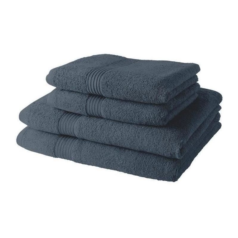 2 Serviettes de bain TODAY 50x90 + 2 Draps de bain 70x130 cm 100% Coton - Denim