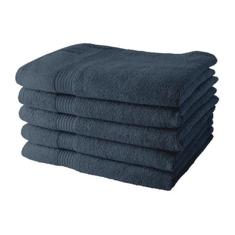 Lot de 5 Draps de Bain TODAY 70x130 cm 100% Coton - Denim