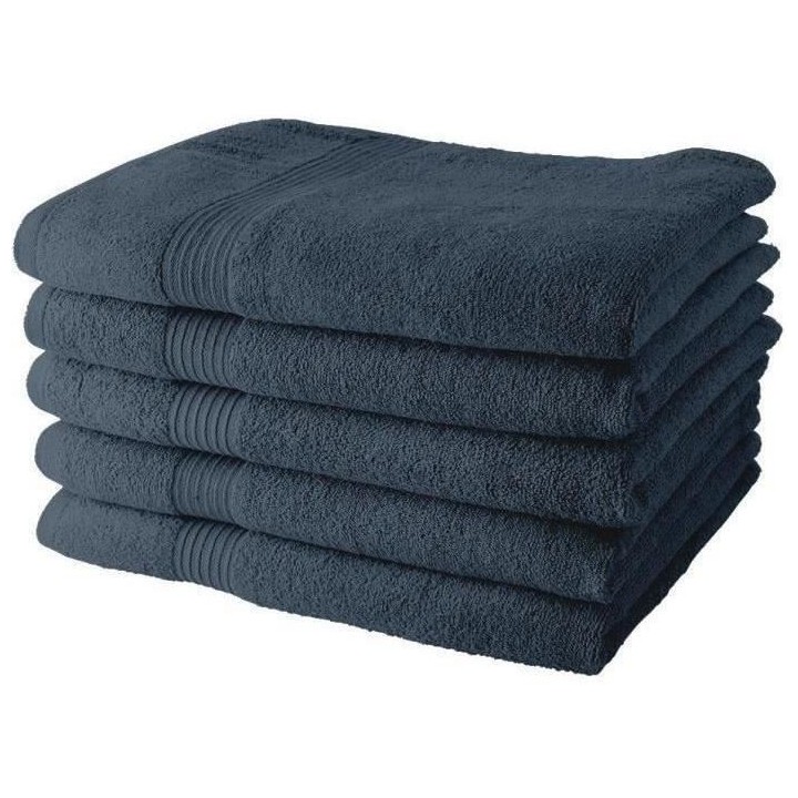 Lot de 5 Draps de Bain TODAY 70x130 cm 100% Coton - Denim