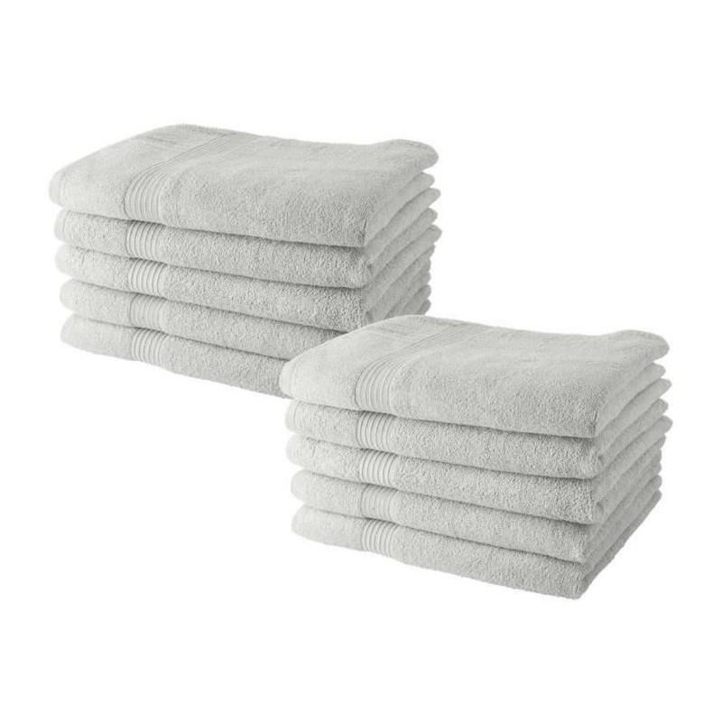 Lot de 10 serviettes de Toilette TODAY 50x90 cm 100% Coton - Craie