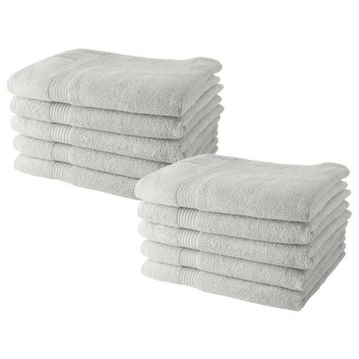Lot de 10 serviettes de Toilette TODAY 50x90 cm 100% Coton - Craie