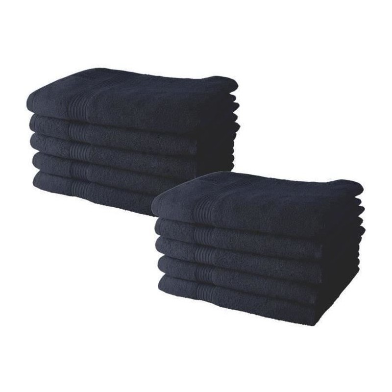 Lot de 10 serviettes de Toilette TODAY 50x90 cm 100% Coton - Navy