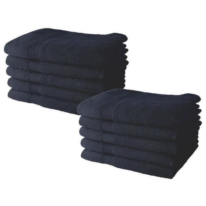 Lot de 10 serviettes de Toilette TODAY 50x90 cm 100% Coton - Navy