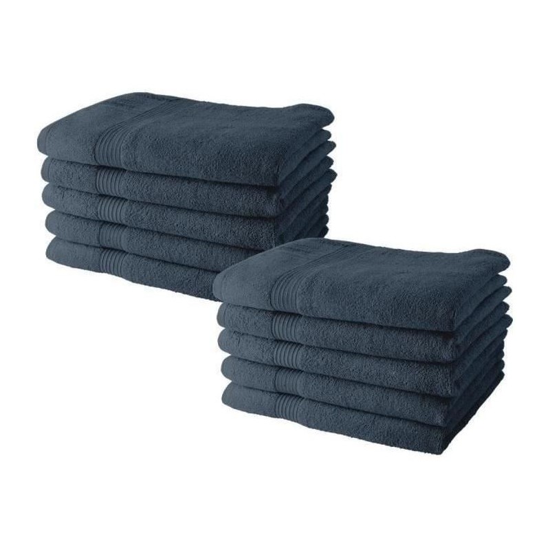 Lot de 10 serviettes de Toilette TODAY 50x90 cm 100% Coton - Denim